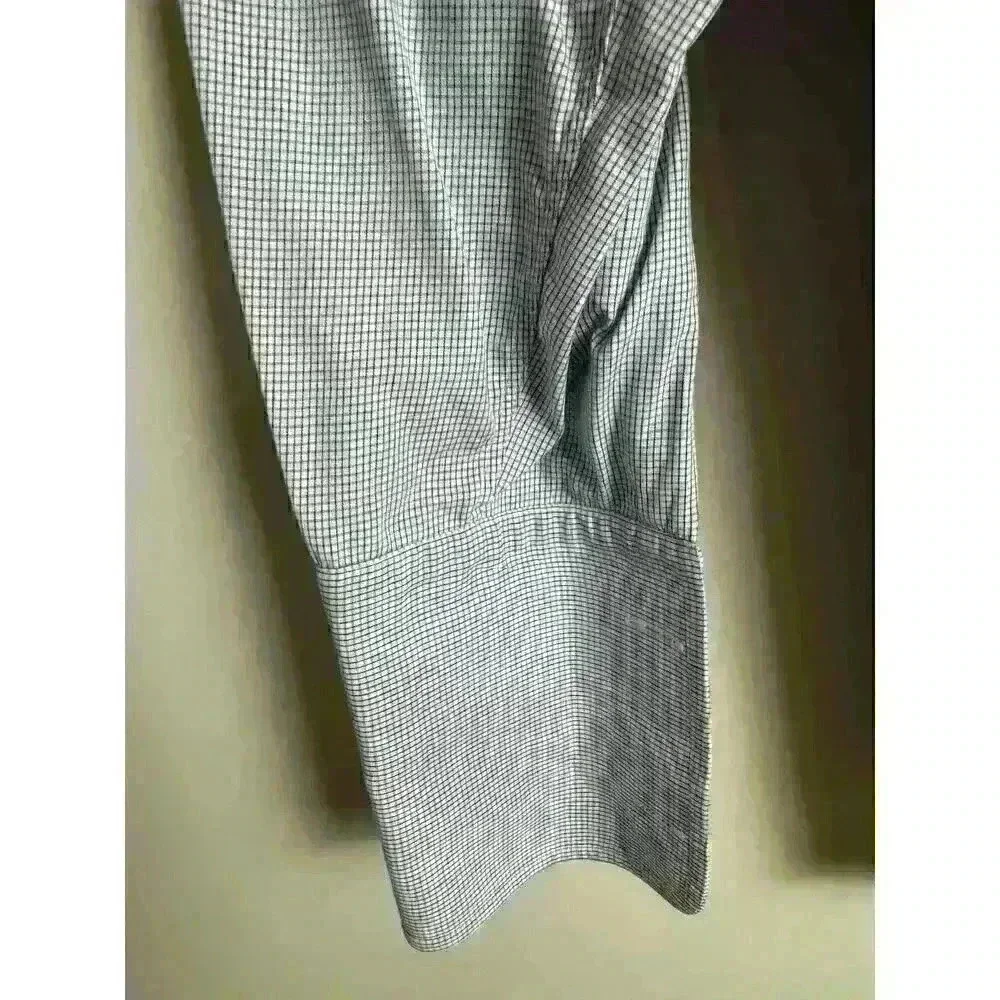 Bergdorf Goodman 100% Cotton Men’s size 15/32 Dress Shirt Long Cuffs Blue Check